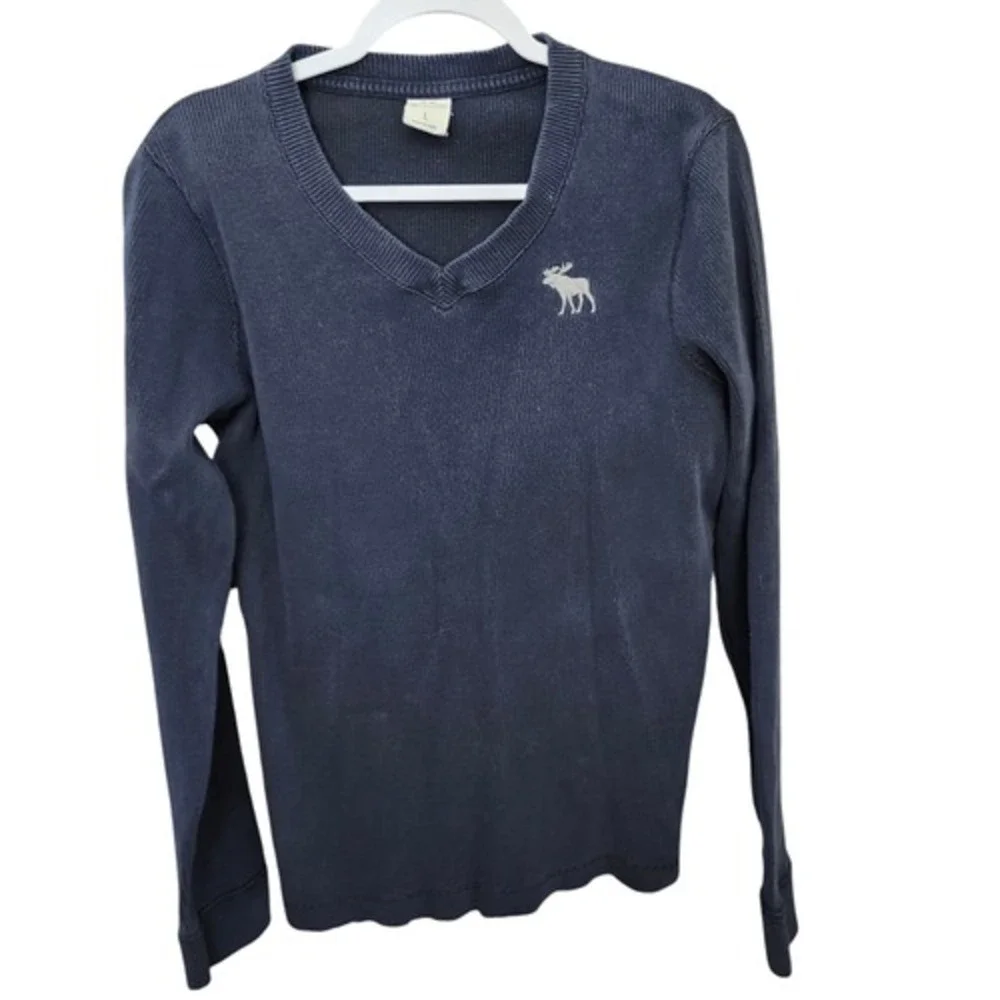 Abercrombie and Fitch Men's‎ Blue v-neck long sleeve pullover sweater Sz LG